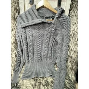 MODA International Gray Knit Pull Over Sweater Women's Size S 100% Cotton